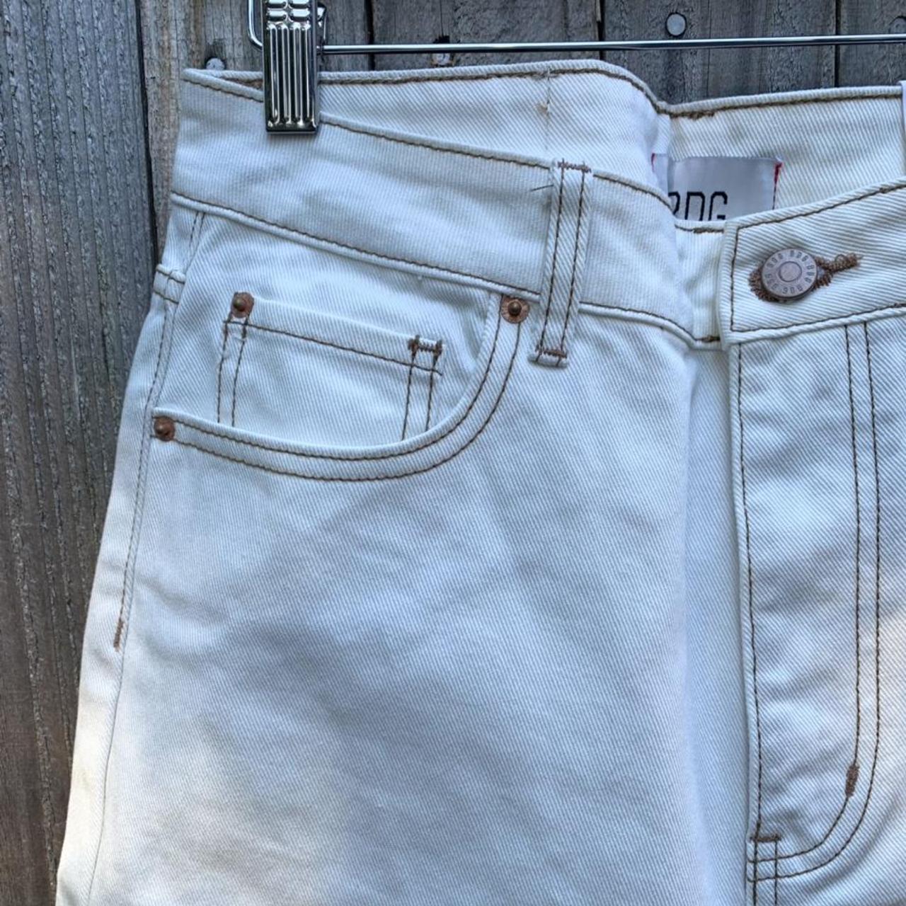 White high waisted mom jeans with brown seaming!... - Depop