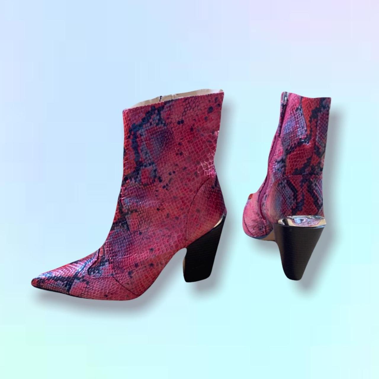 The coolest red faux snake skin cowboy boots! In... - Depop