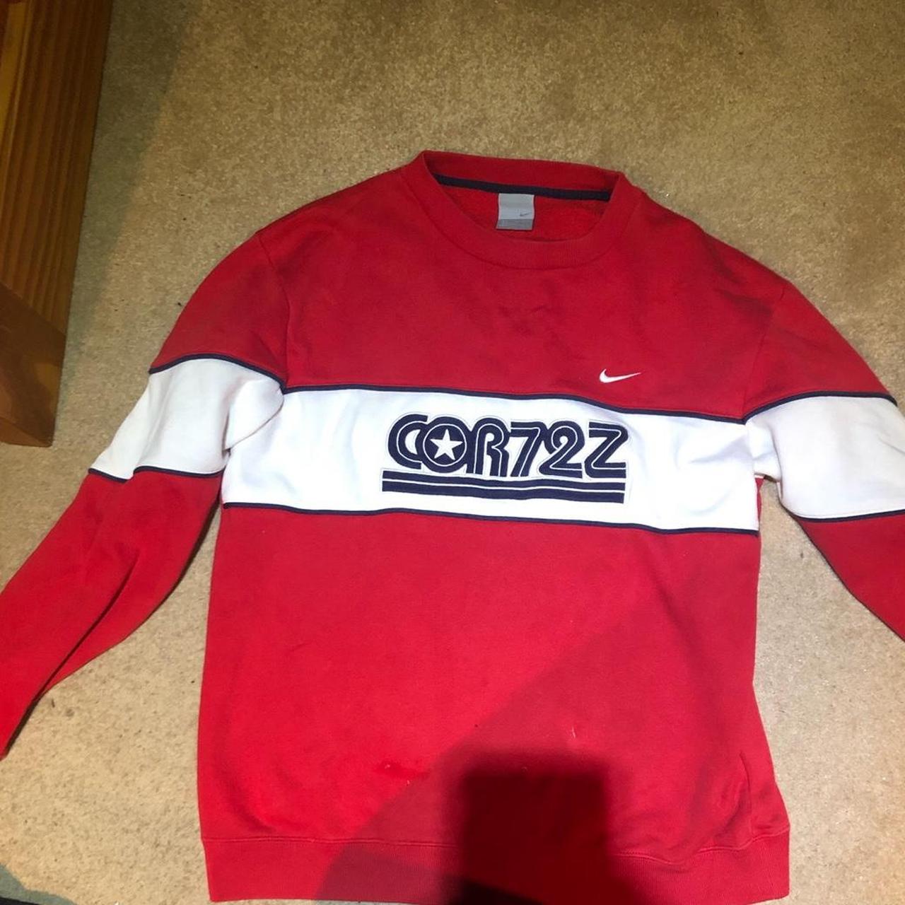 Vintage Red Nike Cortez jumper good condition Any... - Depop