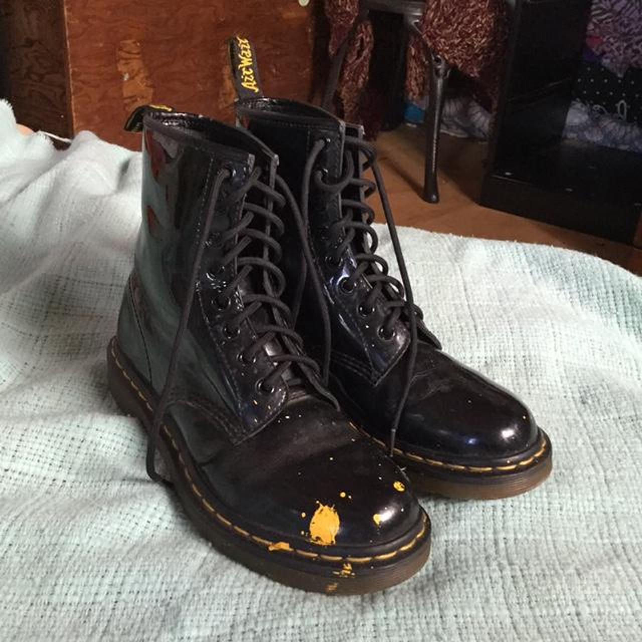 Women's Black and Yellow Boots | Depop