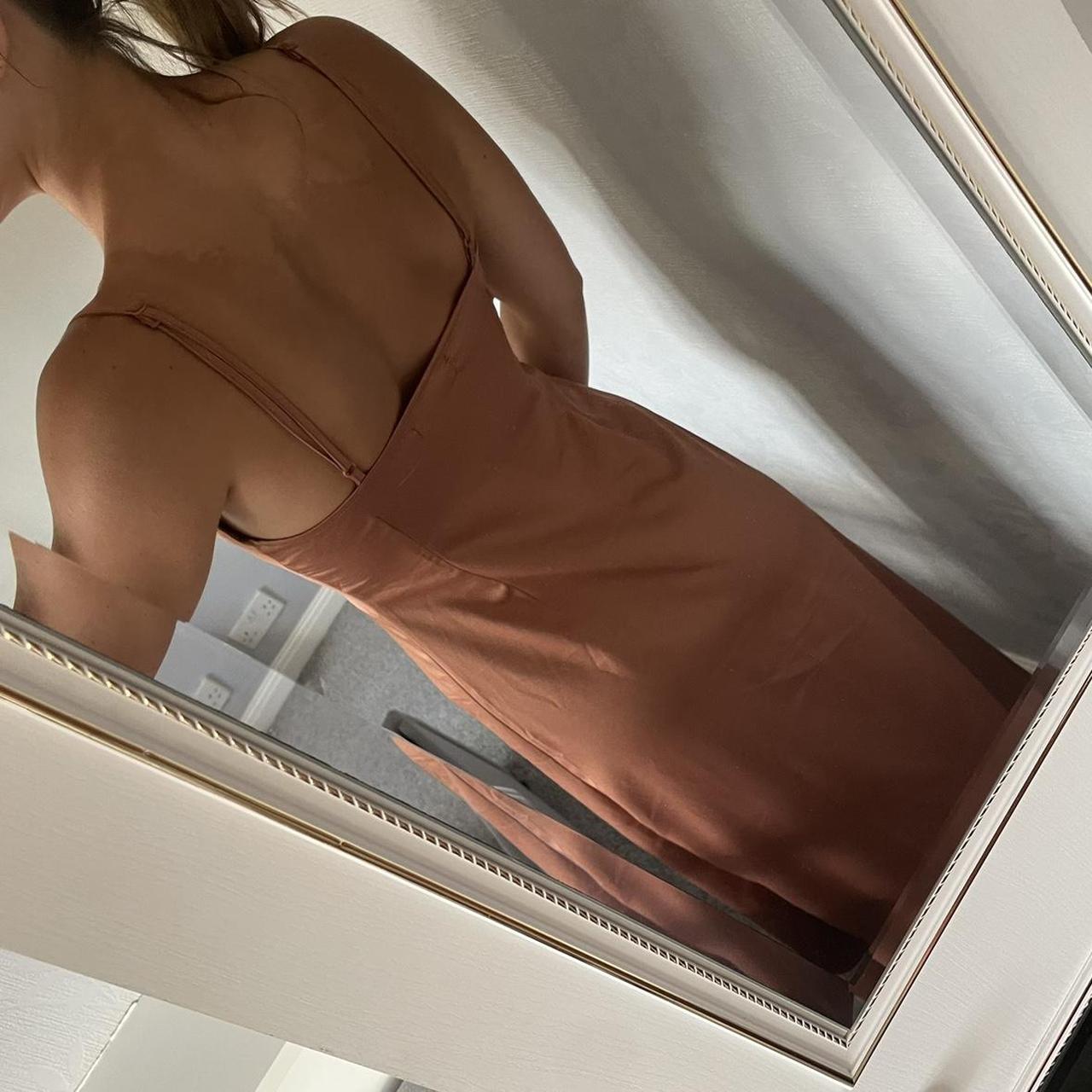 Missguided satin copper cowl neck maxi dress Never... Depop