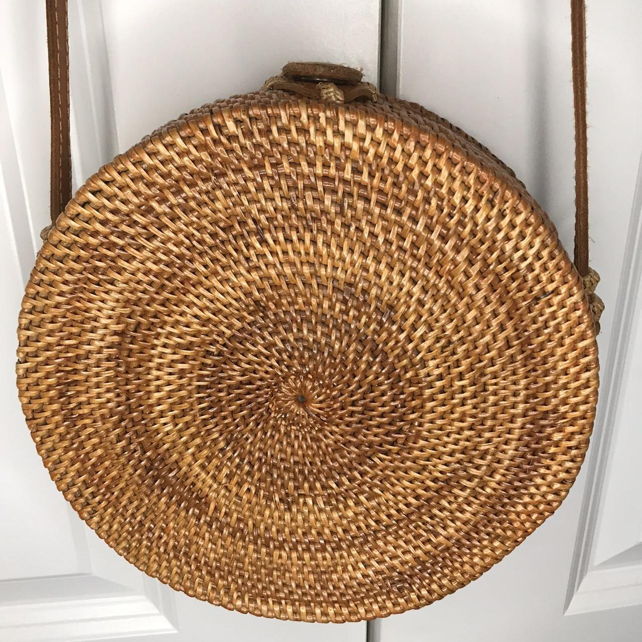Round Rattan Bag (Large) - Penida – Indian Headdress - Novum Crafts