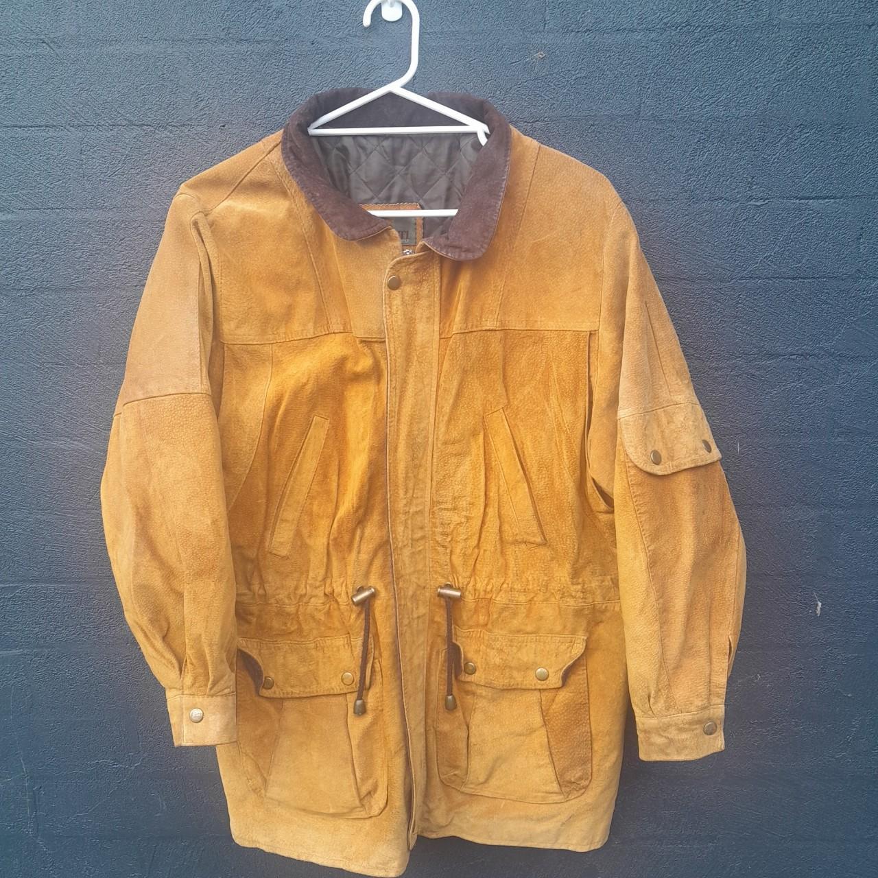 Vintage 1990’s suede jacket with quilted lining... - Depop