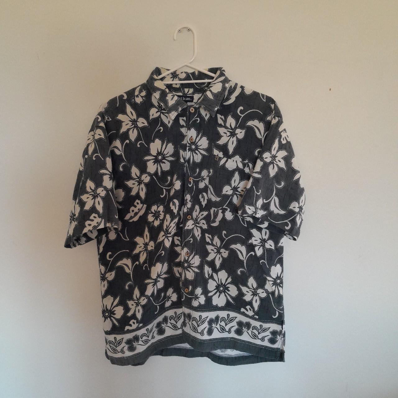 Vintage Y2K surf Hawaiian shirt Ribbed texture... - Depop