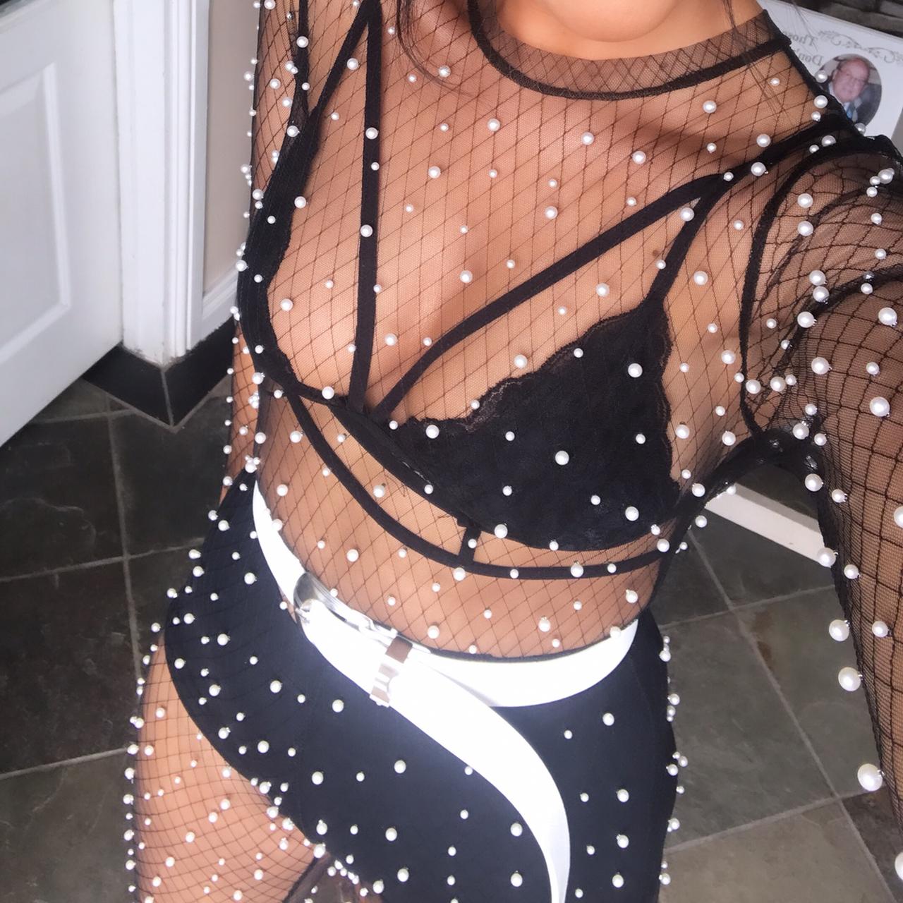 Pearl mesh backless jumpsuit Perfect for