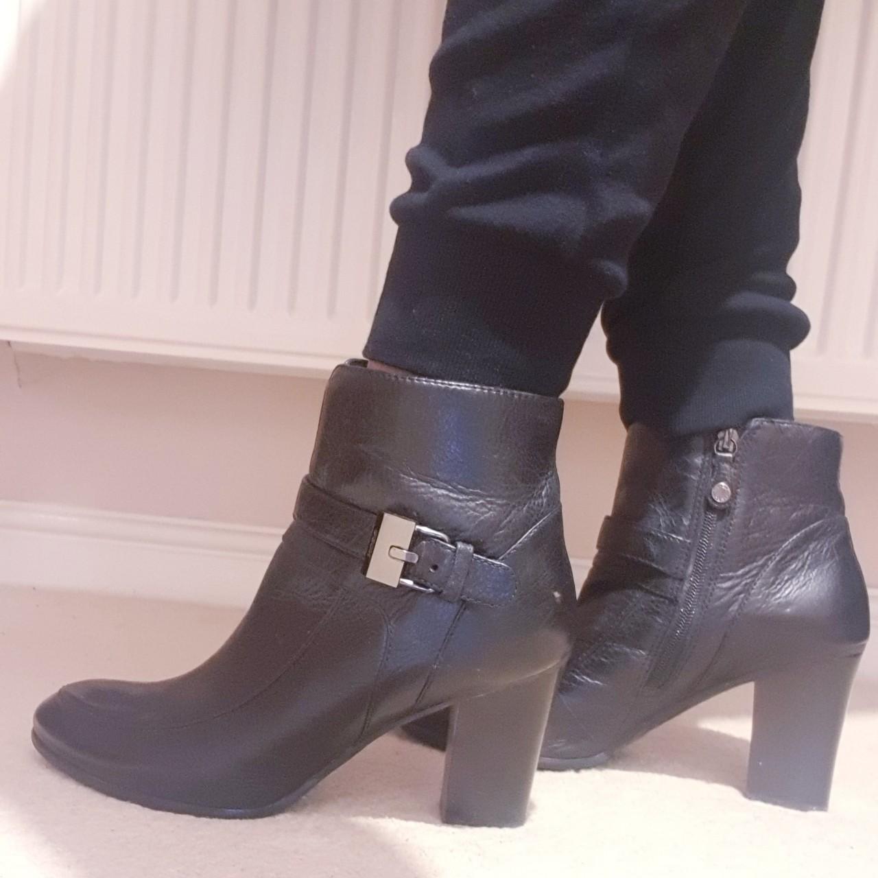 geox black suede heeled ankle boots