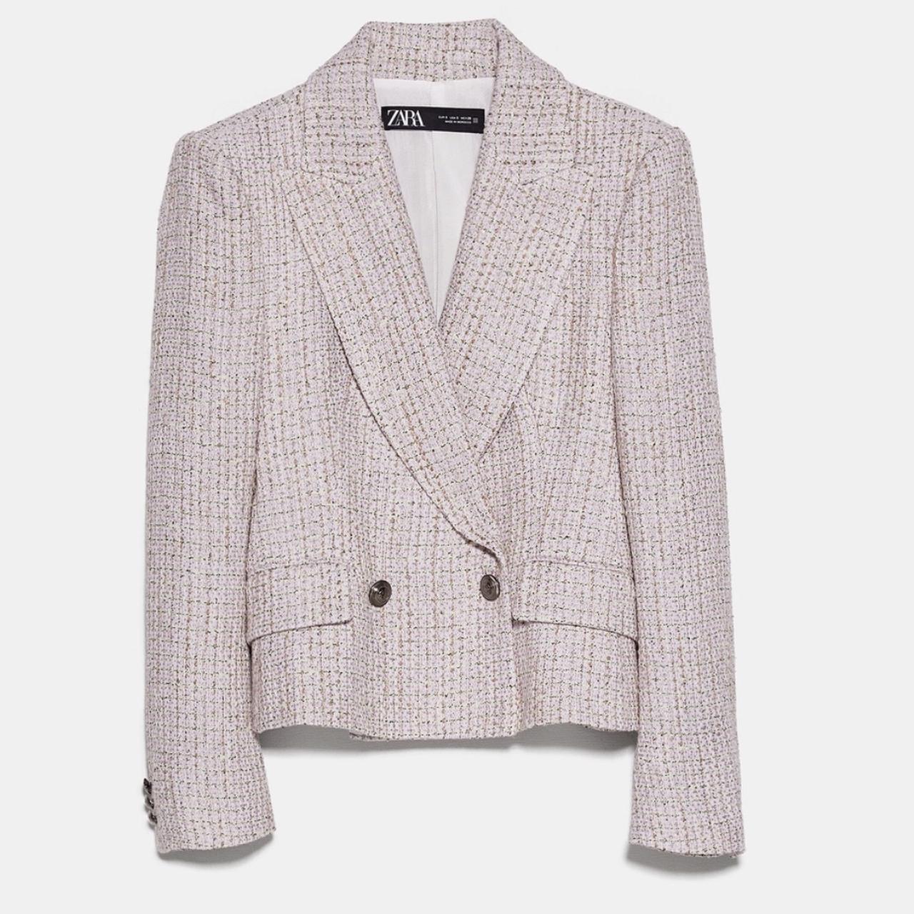 zara purple tweed blazer