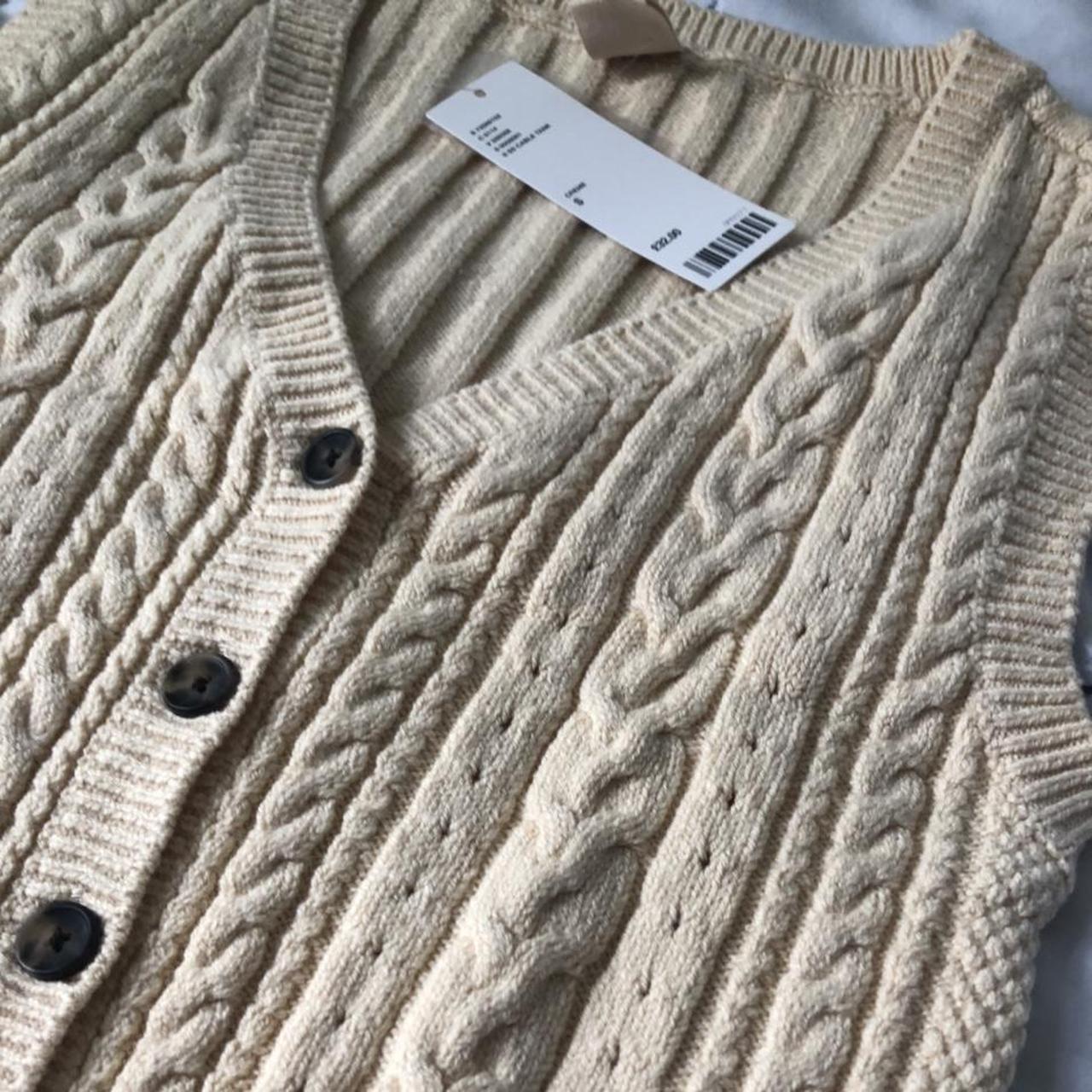 Urban Outfitters Cream Cable Knit Vest Sleeveless... - Depop