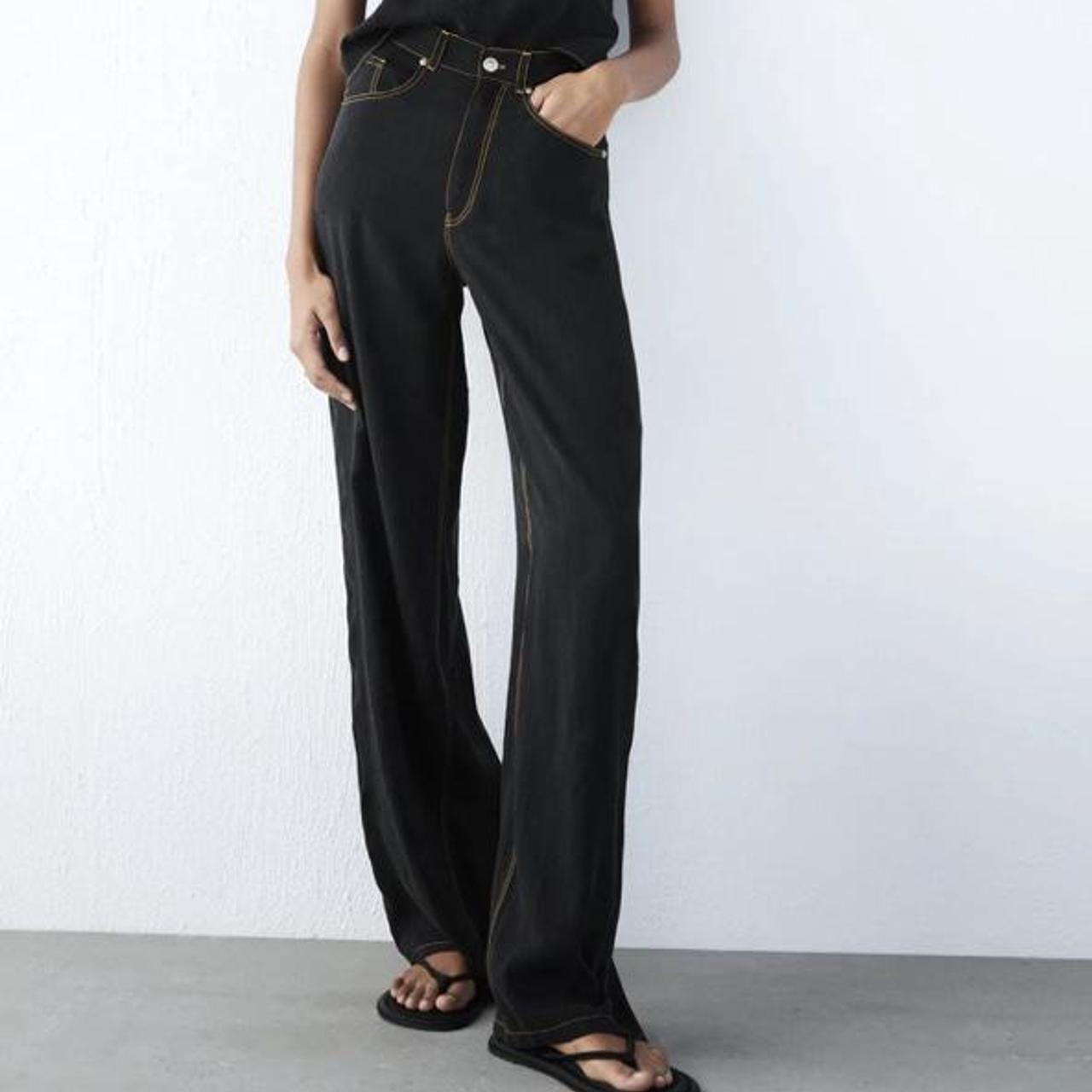 zara flowy pants with topstitching