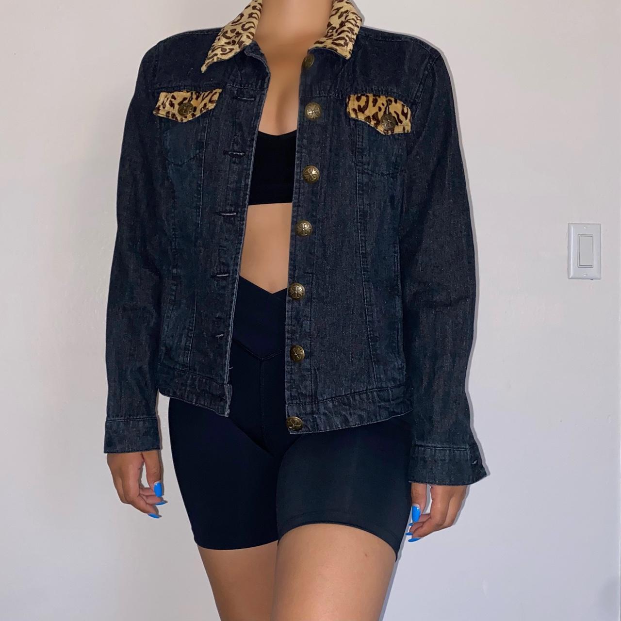 Leopard lined shop denim jacket