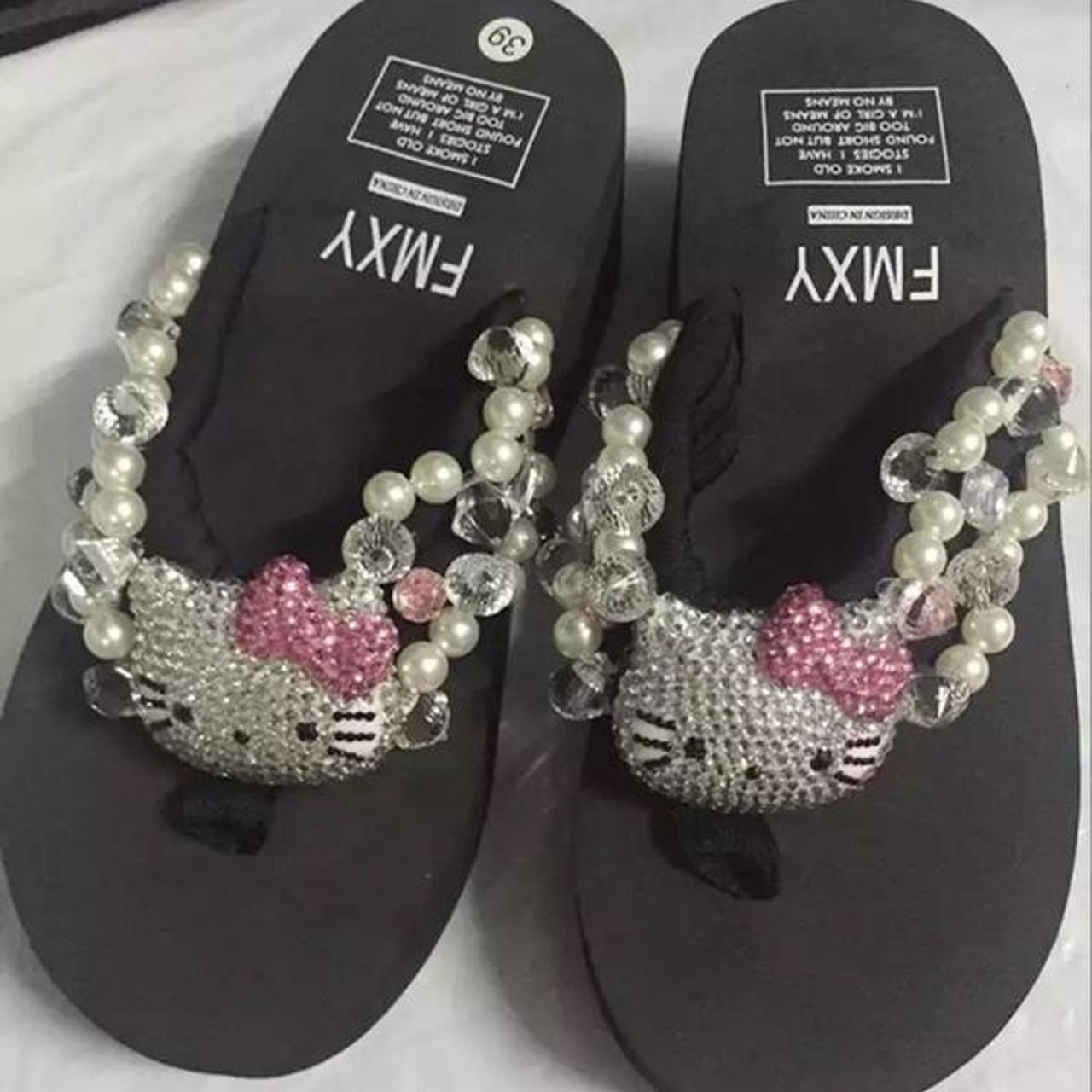 Hello kitty bling wedge sandals Pearl... - Depop