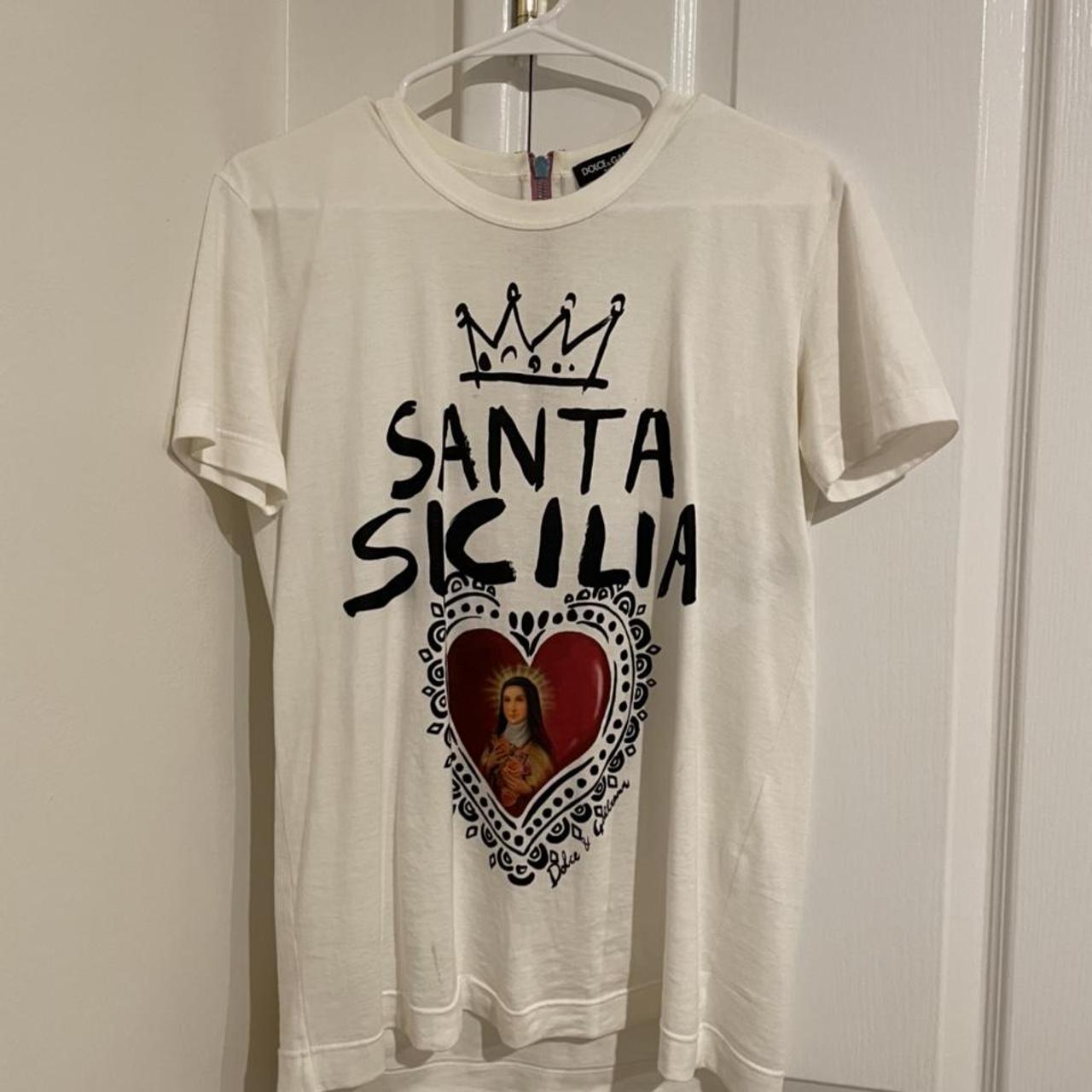 DOLCE&GABBANA SANTA SICILIAプリントTシャツ Dolce and Gabbana Santa Sicilia Tshirt European size 40 | Depop