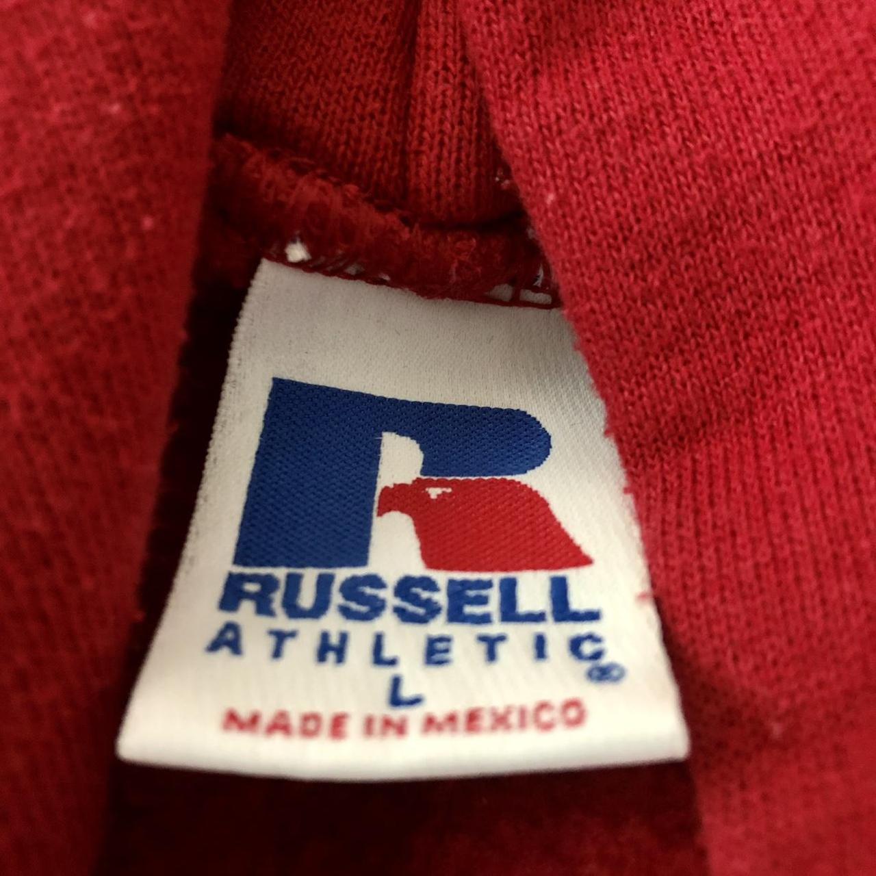 russell made in mexico blank red zipup hoodie size... - Depop
