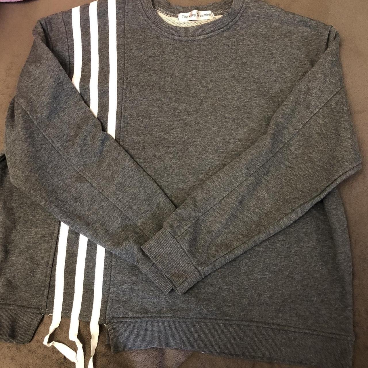 soft grey sweater with stripes from a korean brand👍... - Depop