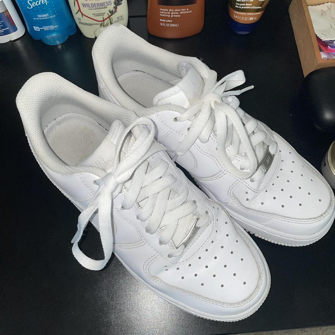 Gently used Nike Air Force 1 white size women 7.5 - Depop