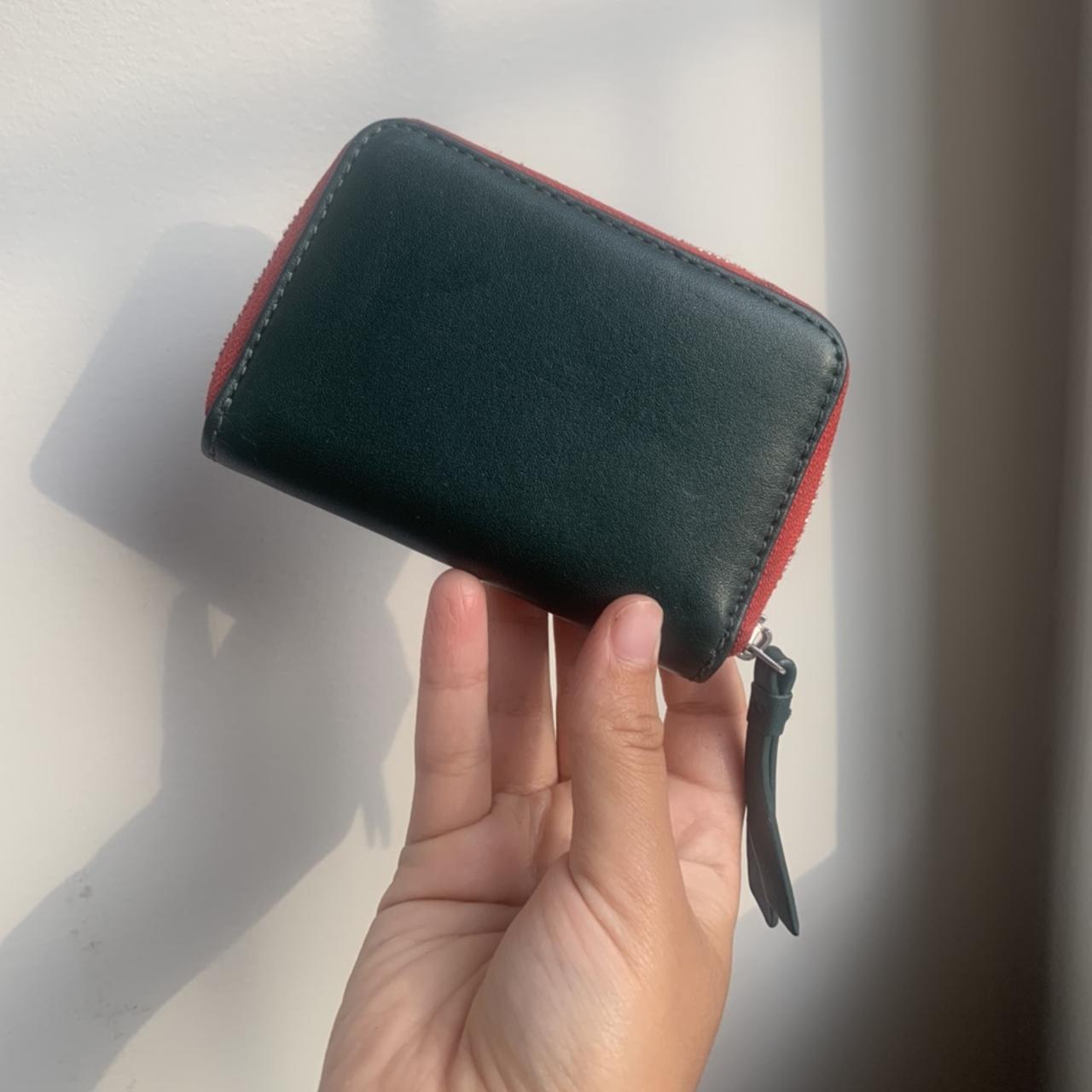 Other Stories Green Zipped Wallet with Red Depop