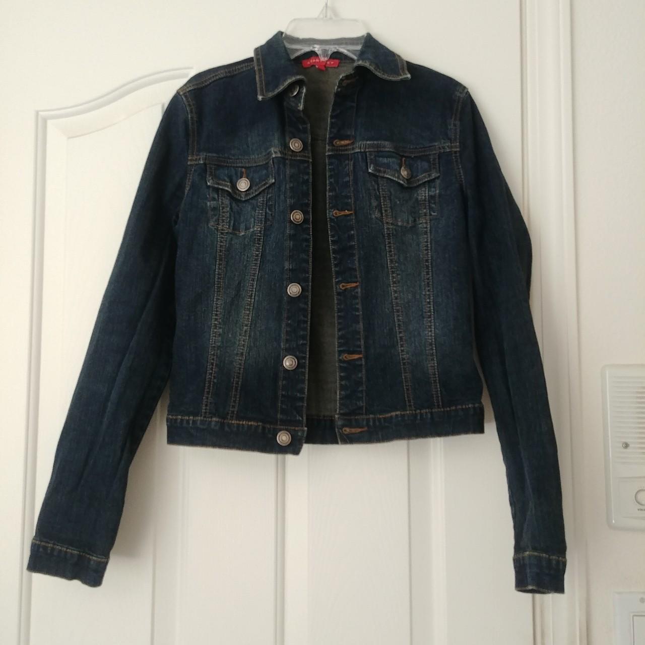 Classic dark wash denim jacket made of sturdy,... - Depop