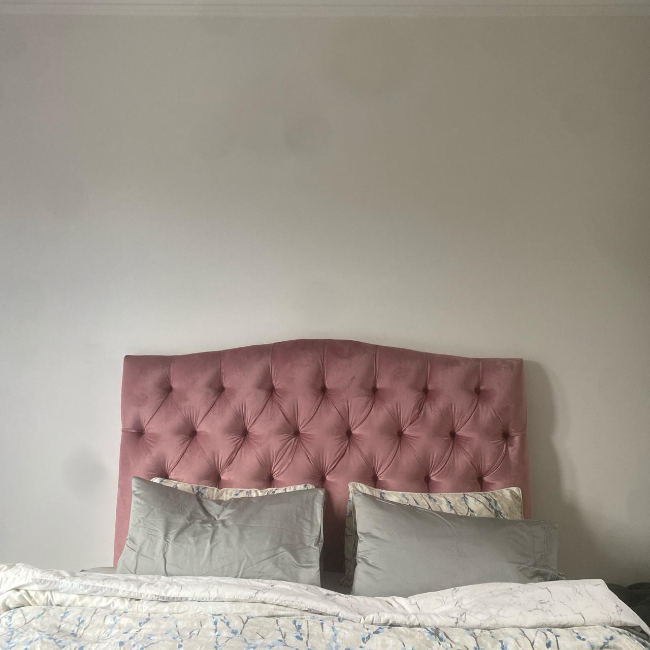 Pink Velvet Heatherly Custom Made Queen Bed Head RRP... - Depop