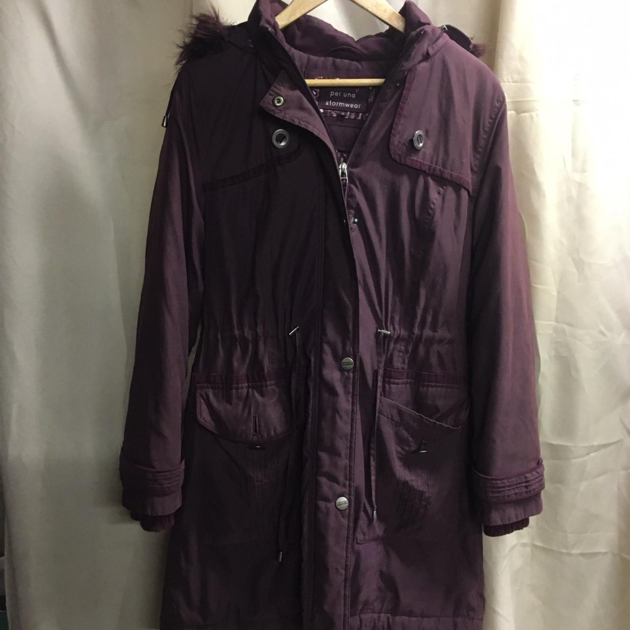 M&S per una stormwear plum trench coat with hood, in... - Depop