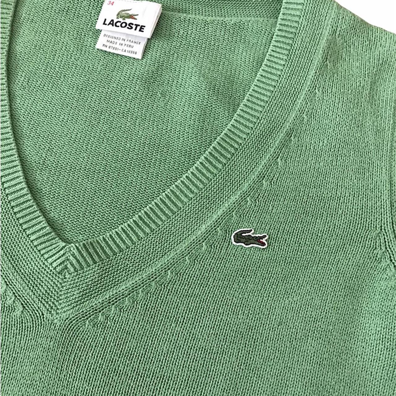 Lacoste green v neck jumper Lacoste 🐊logo on... - Depop