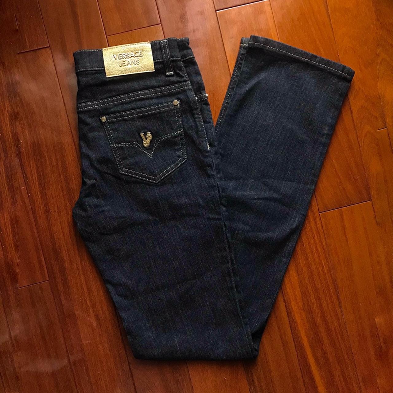 Versace High Rise / Straight Jeans with gold... - Depop