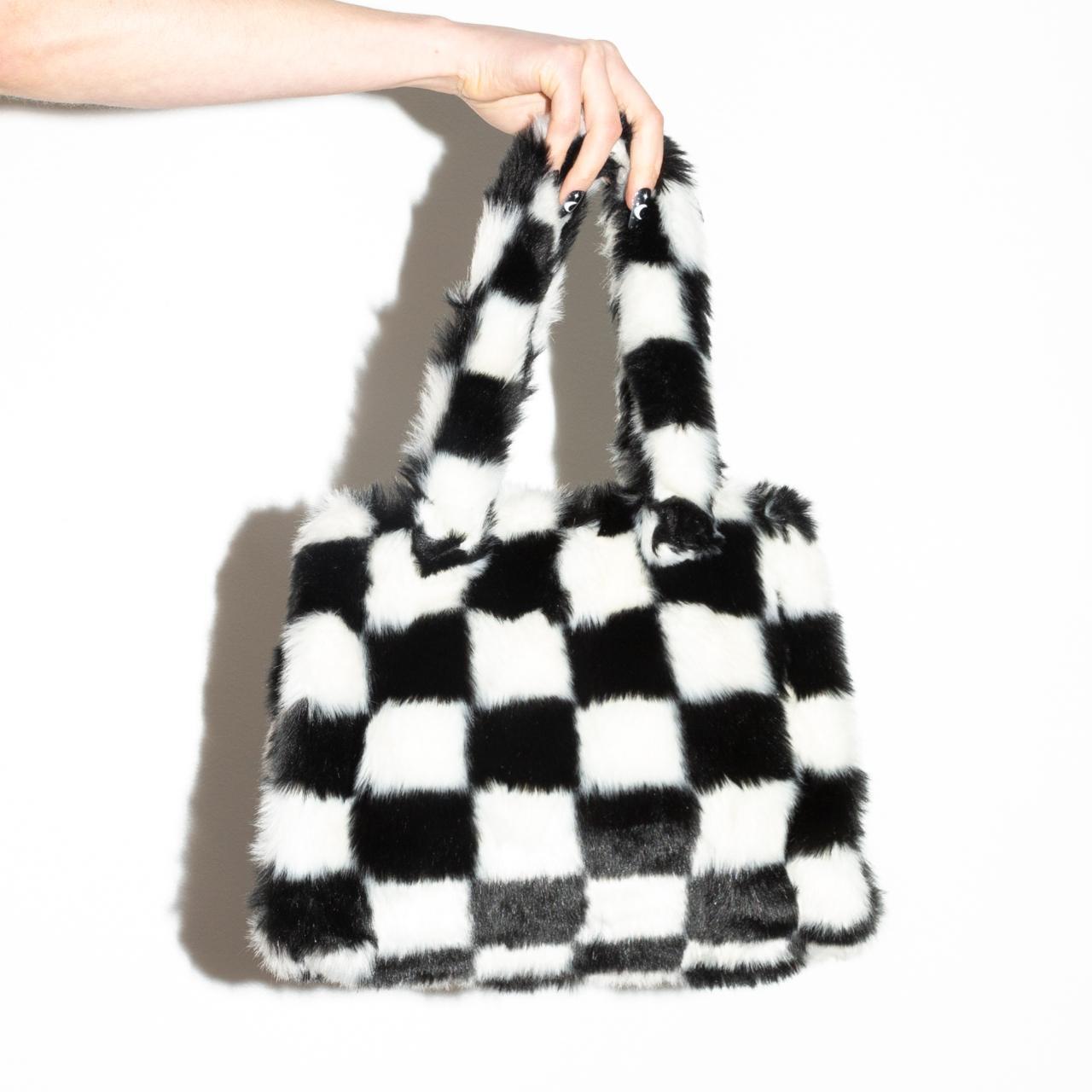 Black and white check purse hot sale