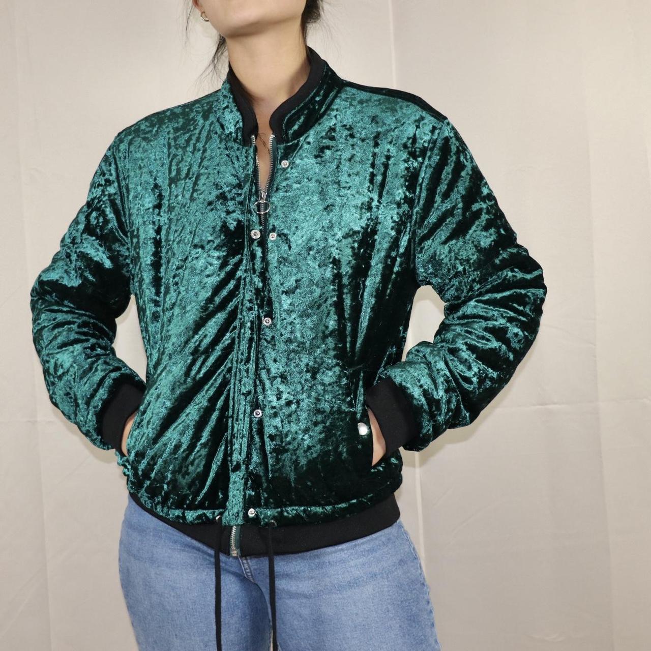 Lulus Women's Black and Green Jacket Depop