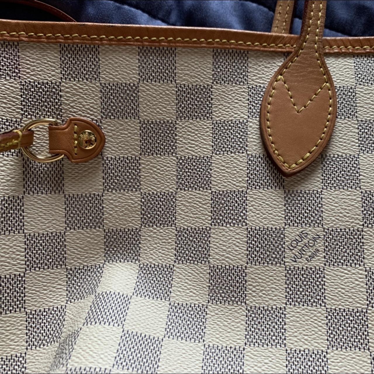 LV white checkered bag. Pink interior. Size: - Depop