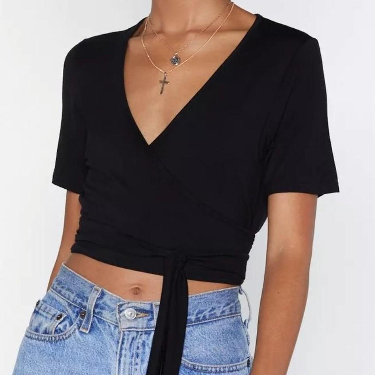 Cutest black wrap top from Nasty gal!! Brand new... - Depop