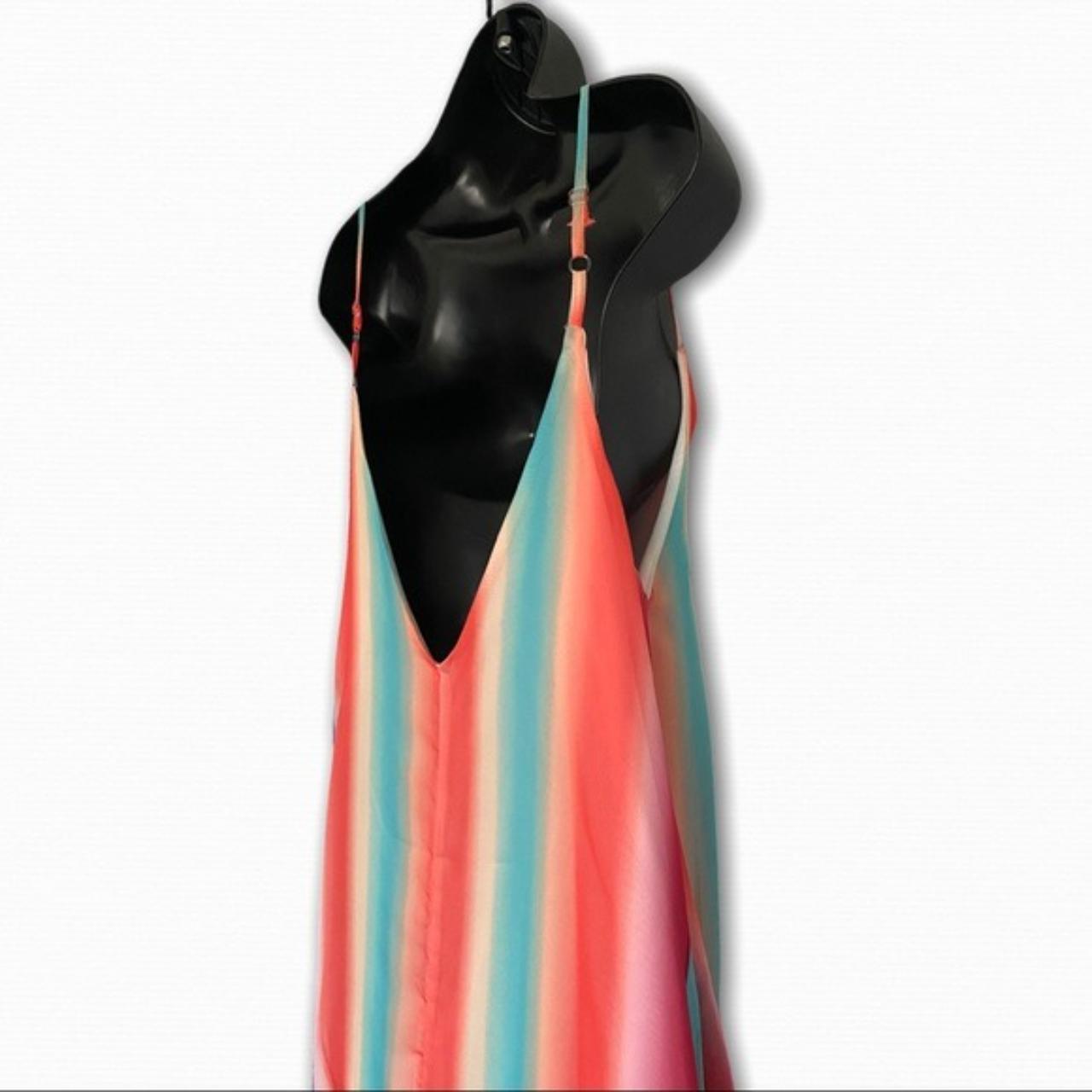rainbow spaghetti strap dress