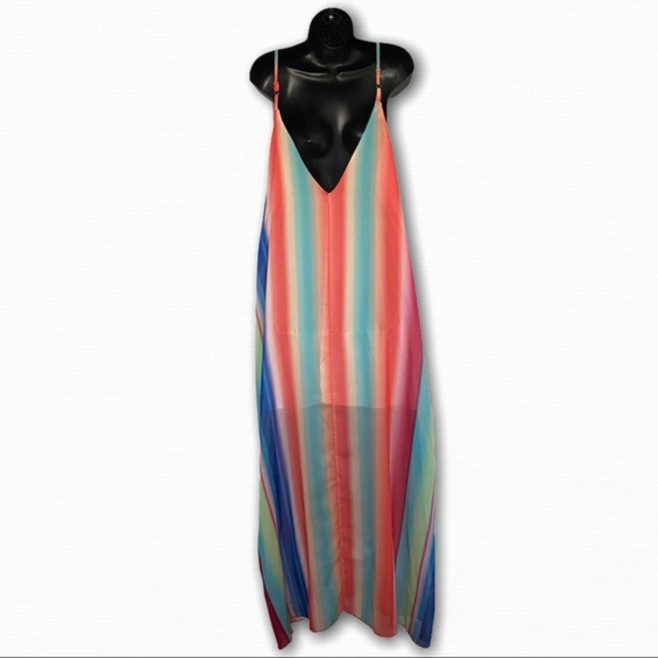 rainbow spaghetti strap dress