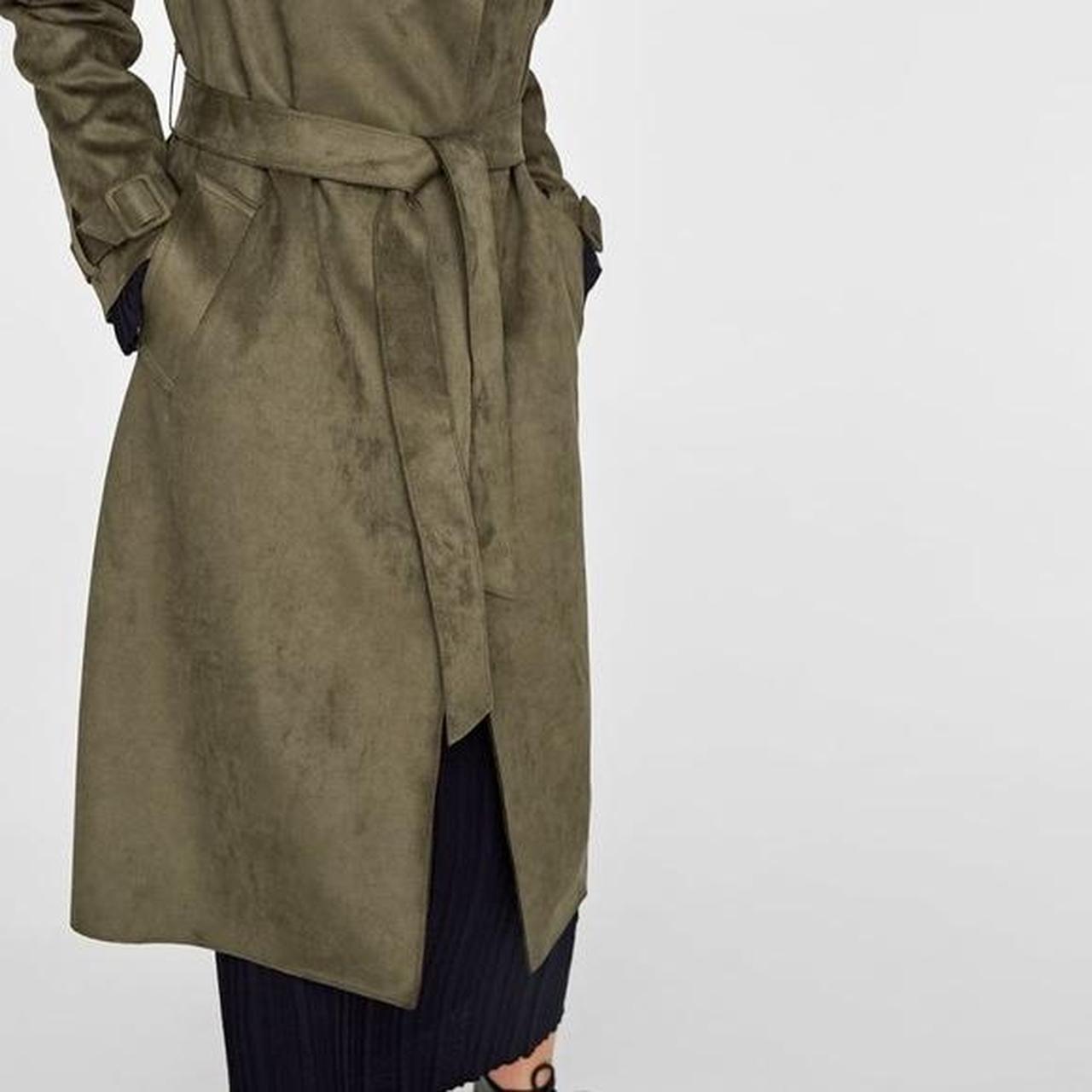 zara green suede trench coat