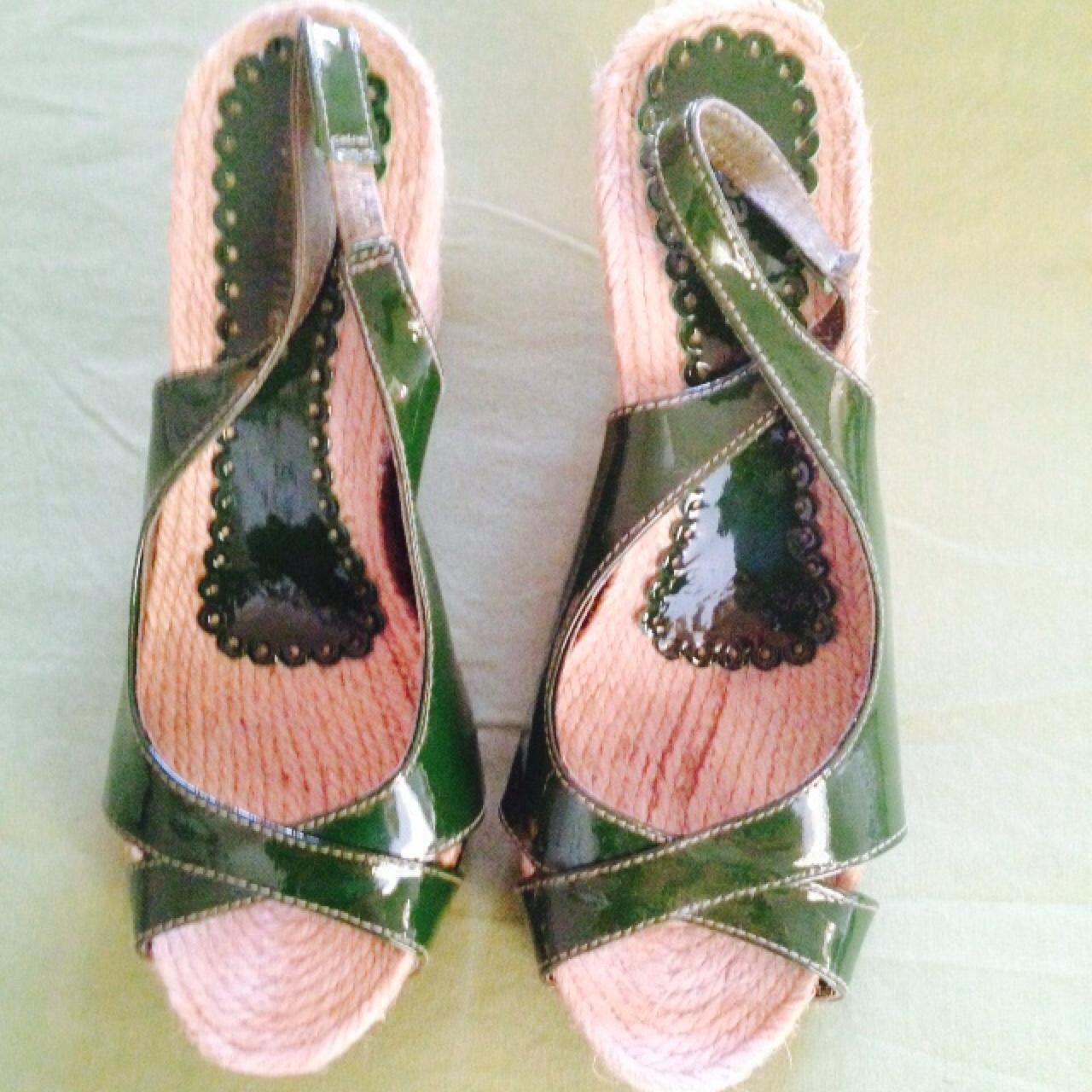 Scarpe con tacco corda Fornarina Verdi in vernice... - Depop