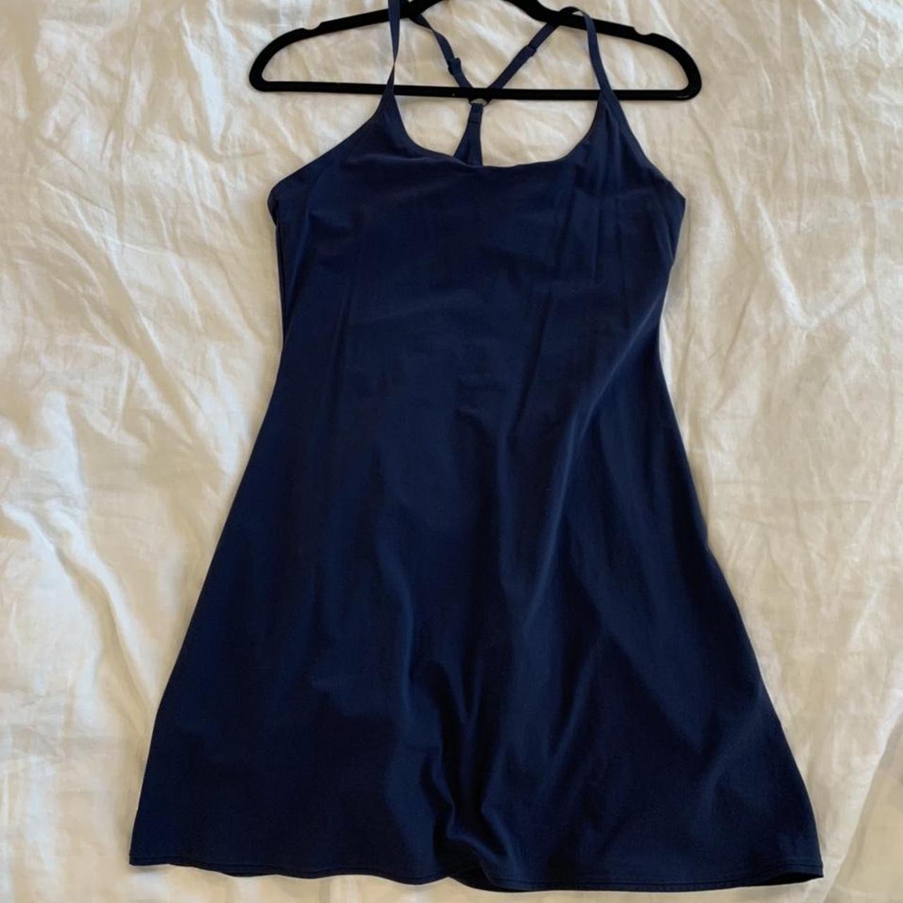 Outdoor Voices Women's Navy and Blue Dress | Depop