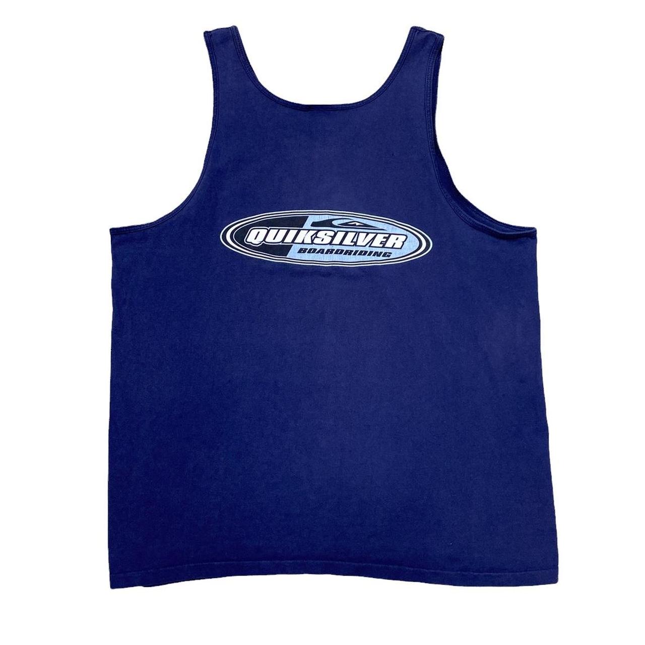 Quiksilver Men's Navy and White Vest Depop