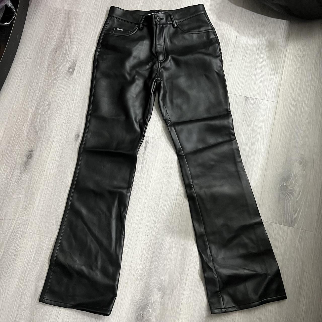 leather bootcut pants 90s style faux leather... - Depop