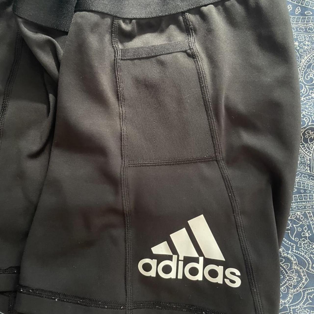 adidas bike short, worn once just too big, logo and... - Depop