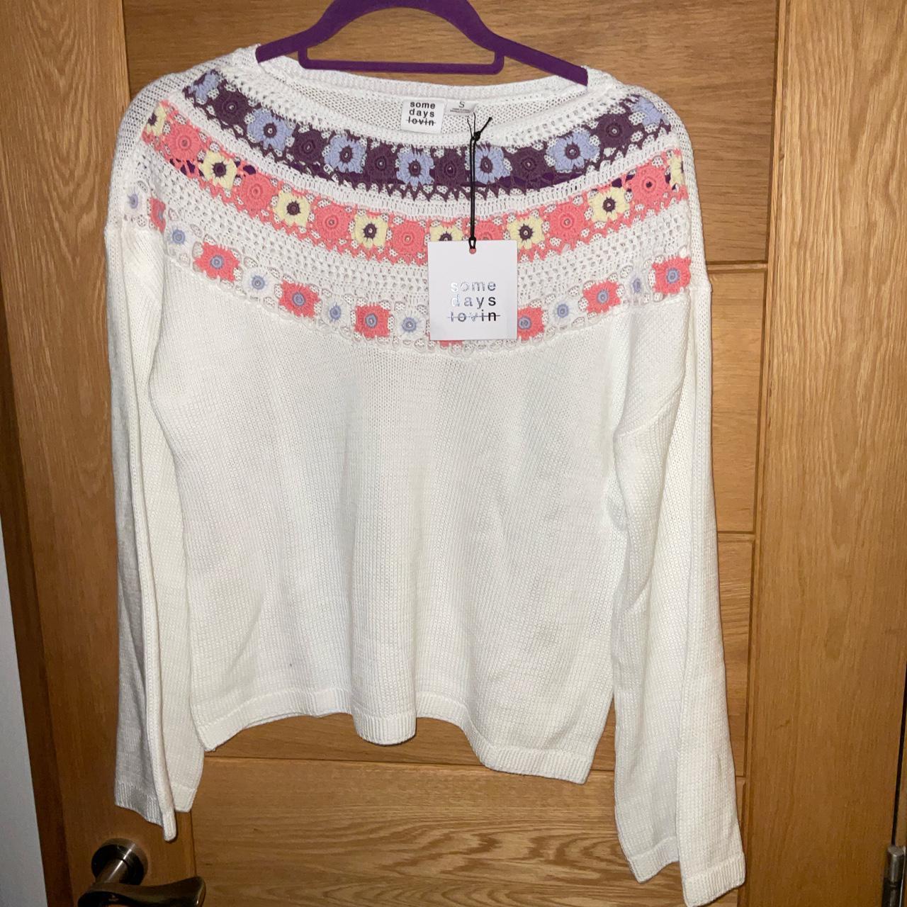 Somedays Lovin cream knitted jumper with round neck... Depop