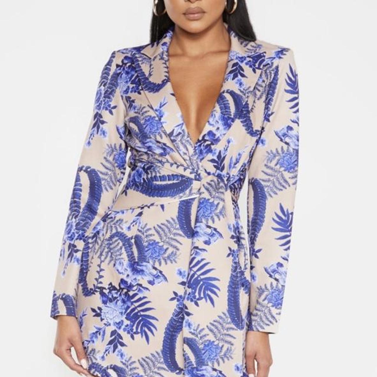 Pretty little thing blue wrap dress best sale