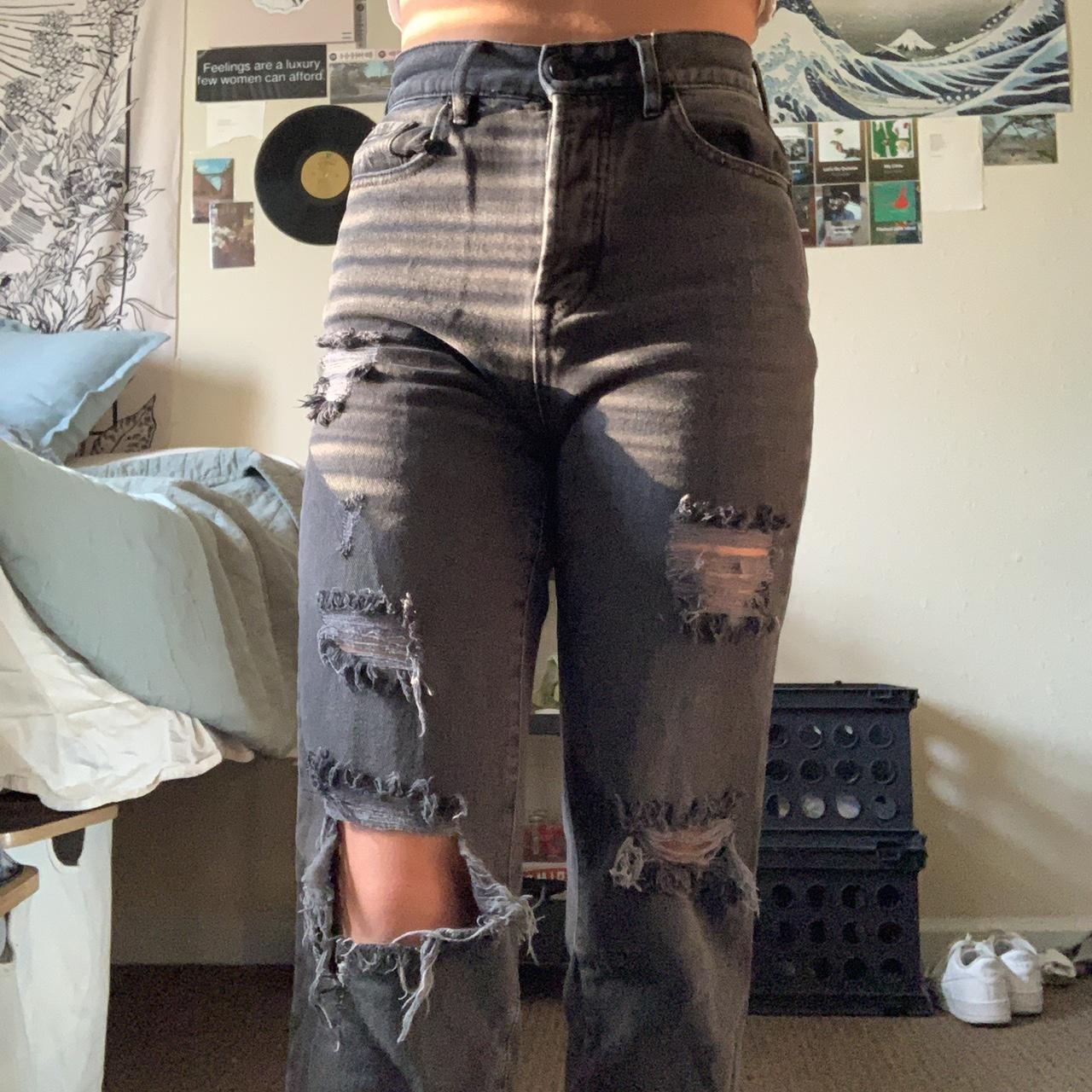 pacsun black ripped mom jeans