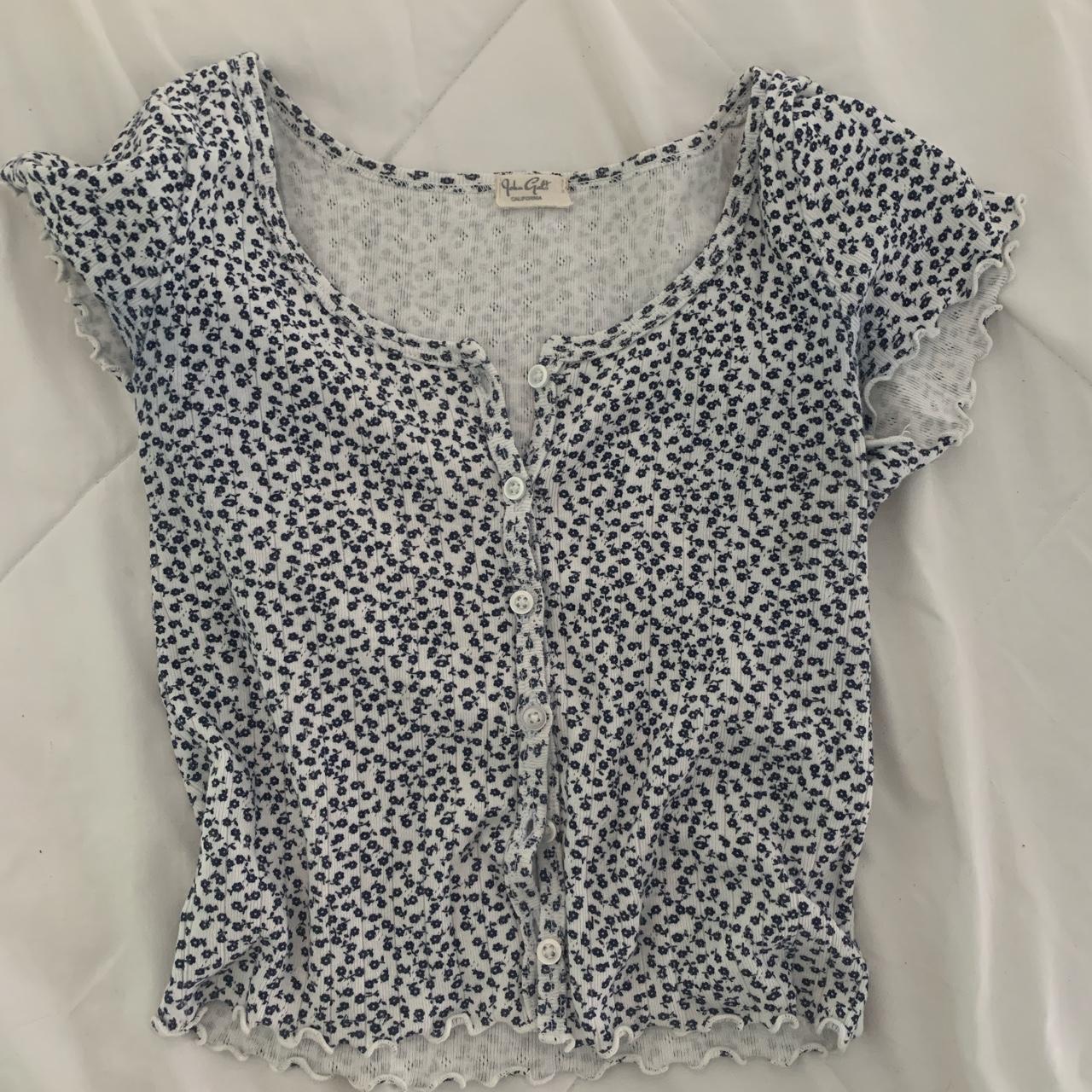 john galt brandy melville white floral zelly top -... - Depop