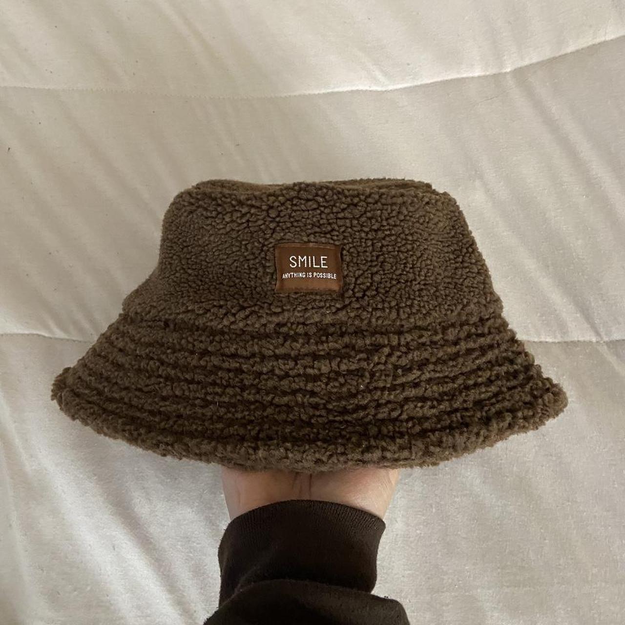 H&M brown fluffy bucket hat One size, big... Depop