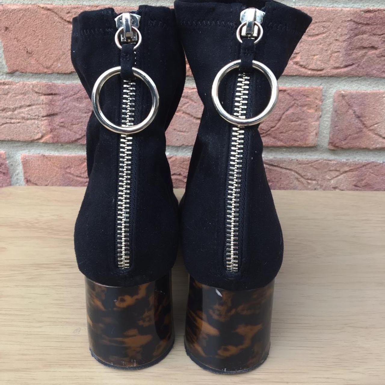 Zara black sock ankle boots with round heel Depop