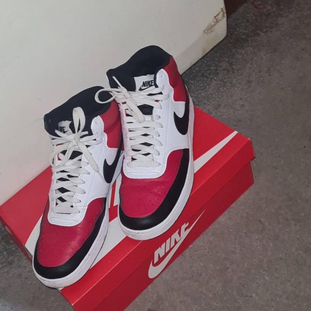 Black and red Nike Court vision worn once - Depop