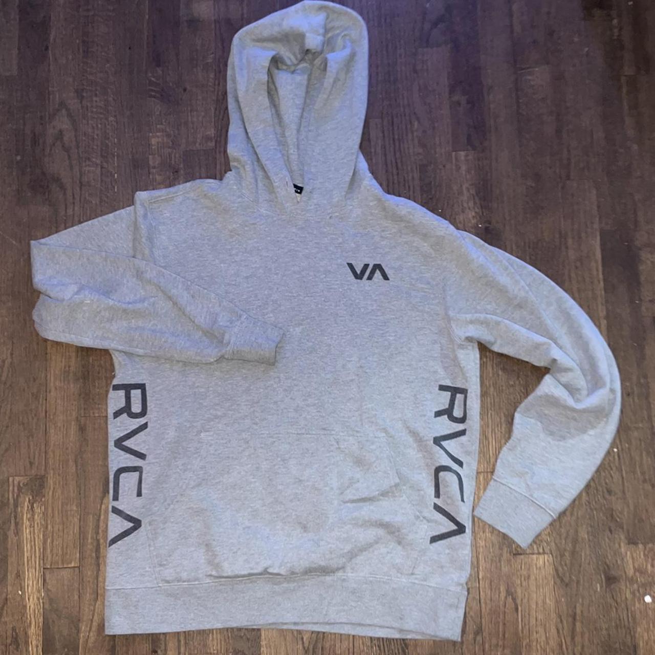 BARELY WORN : RVCA grey hoodie Size medium logo on... - Depop