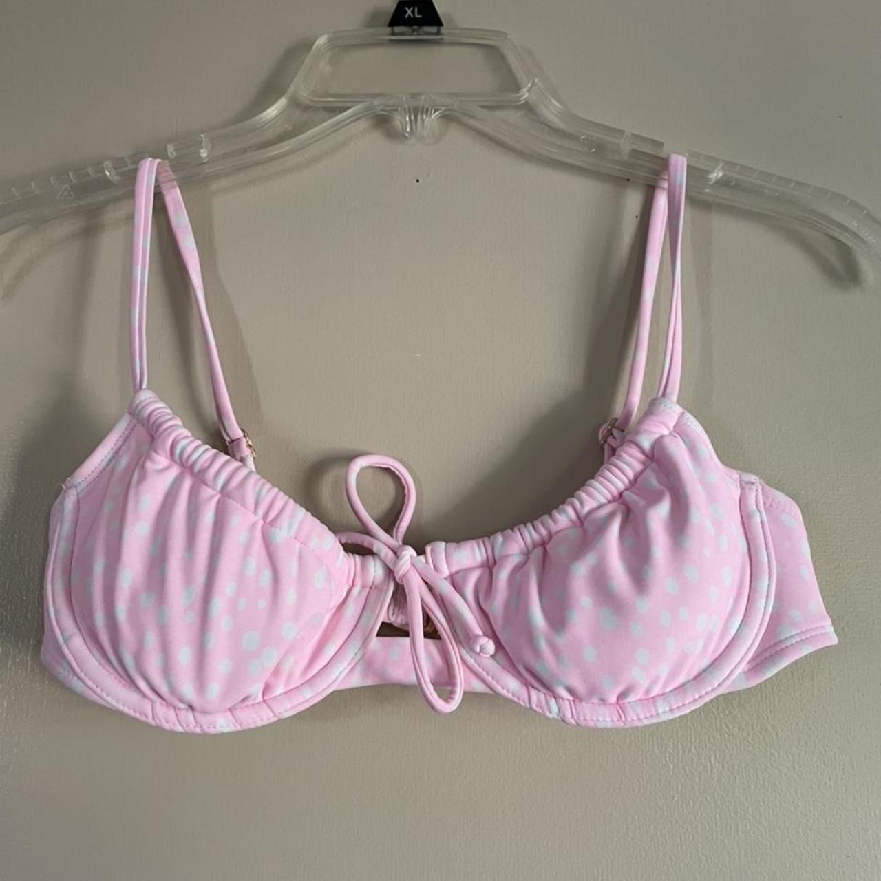 target pink polka dot bikini top super cute just... - Depop