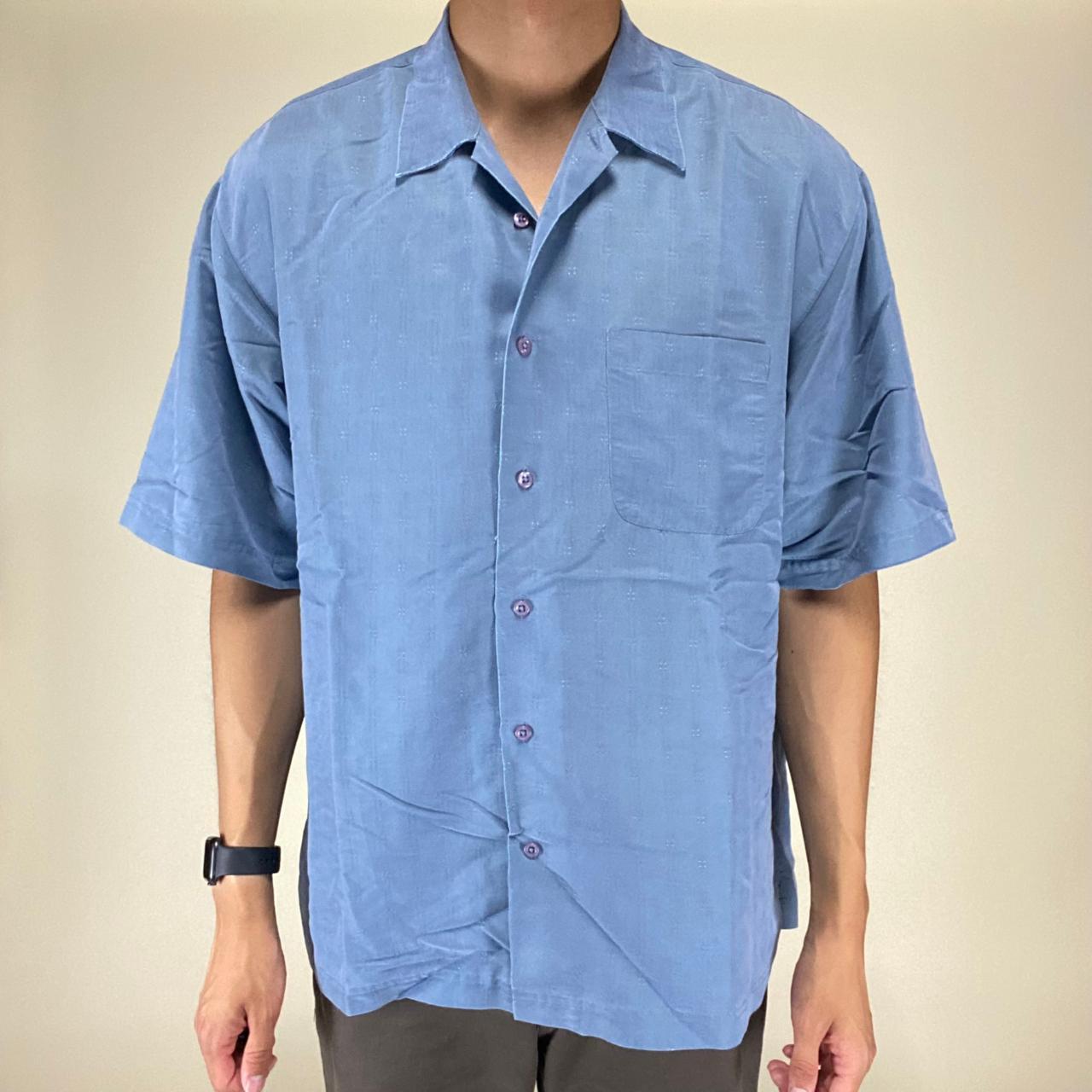 Vintage 2000's Haggar Camp Collar Shirt Length:... - Depop