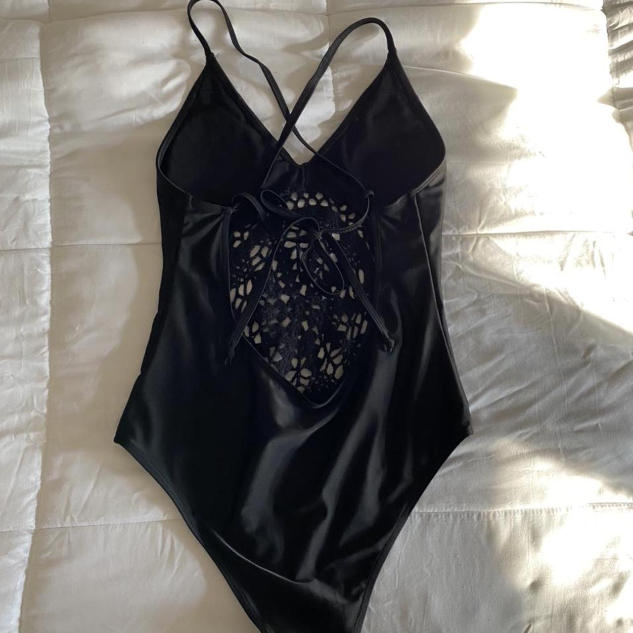 Black crochet one piece swimsuit. Knock off of... Depop