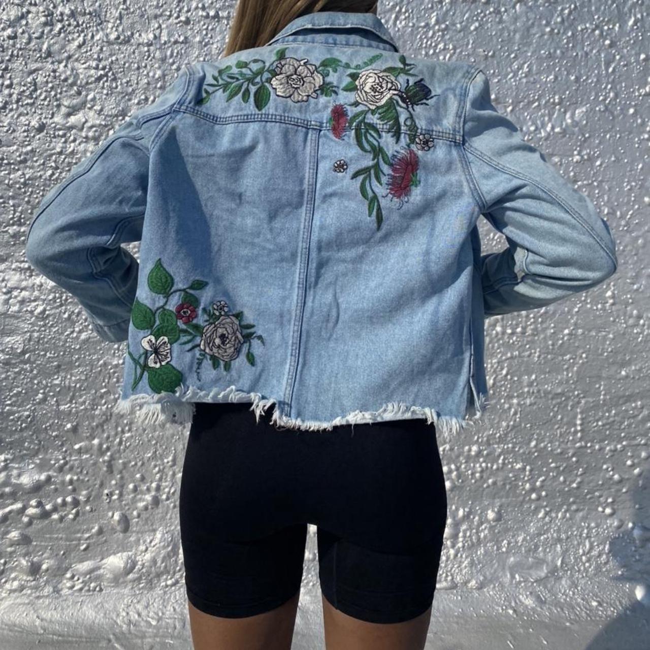 H&m embroidered hot sale denim jacket