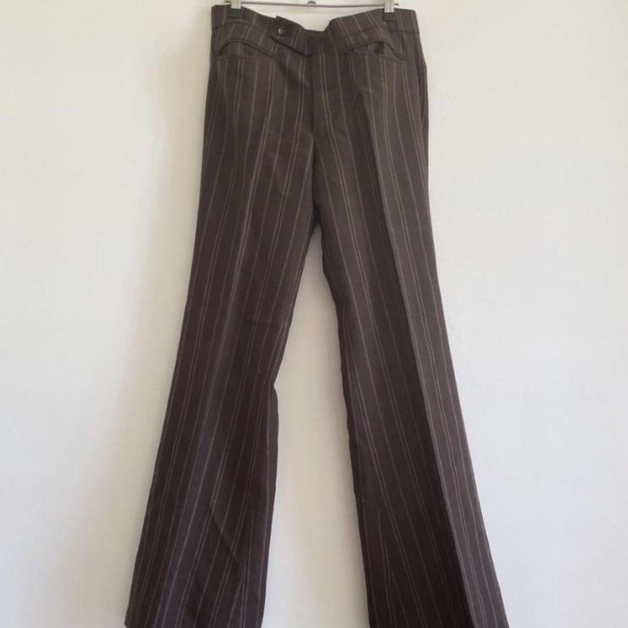 CUTEST vintage brown stripe pants... - Depop